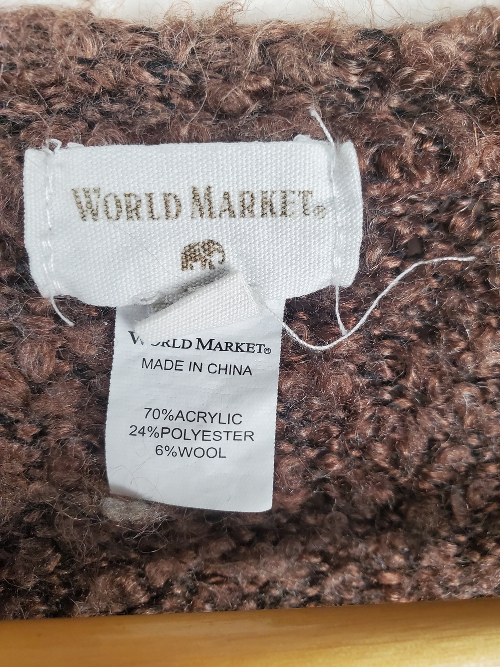 World Market Darcy Brown Textured Bouclé Knit Cardigan Sweater XL . #354 - Picture 3 of 9